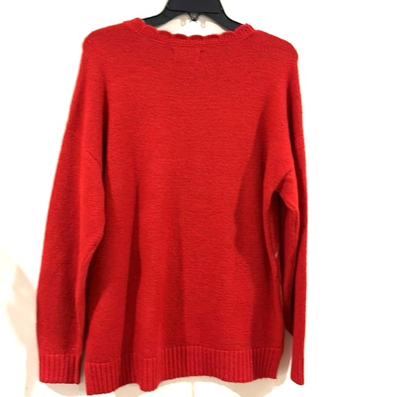 Elle Women's Red Argyle Long Sleeve Over sized Pullover Tunic Sweater Size M - Picture 3 of 6